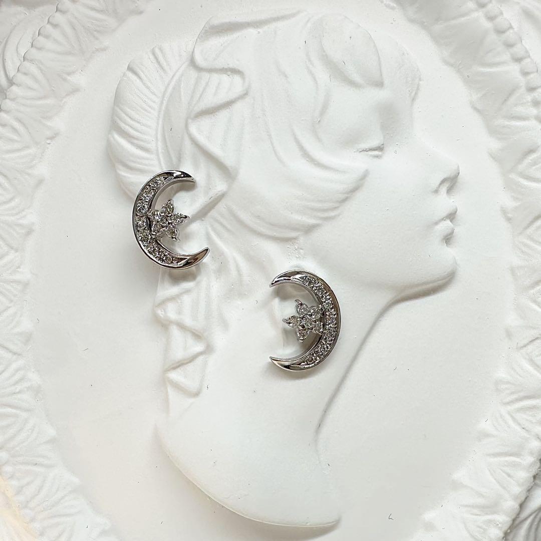 K18】ダイヤモンド ピアス 0.18ct×2 三日月＆スター – ABABIL.gems