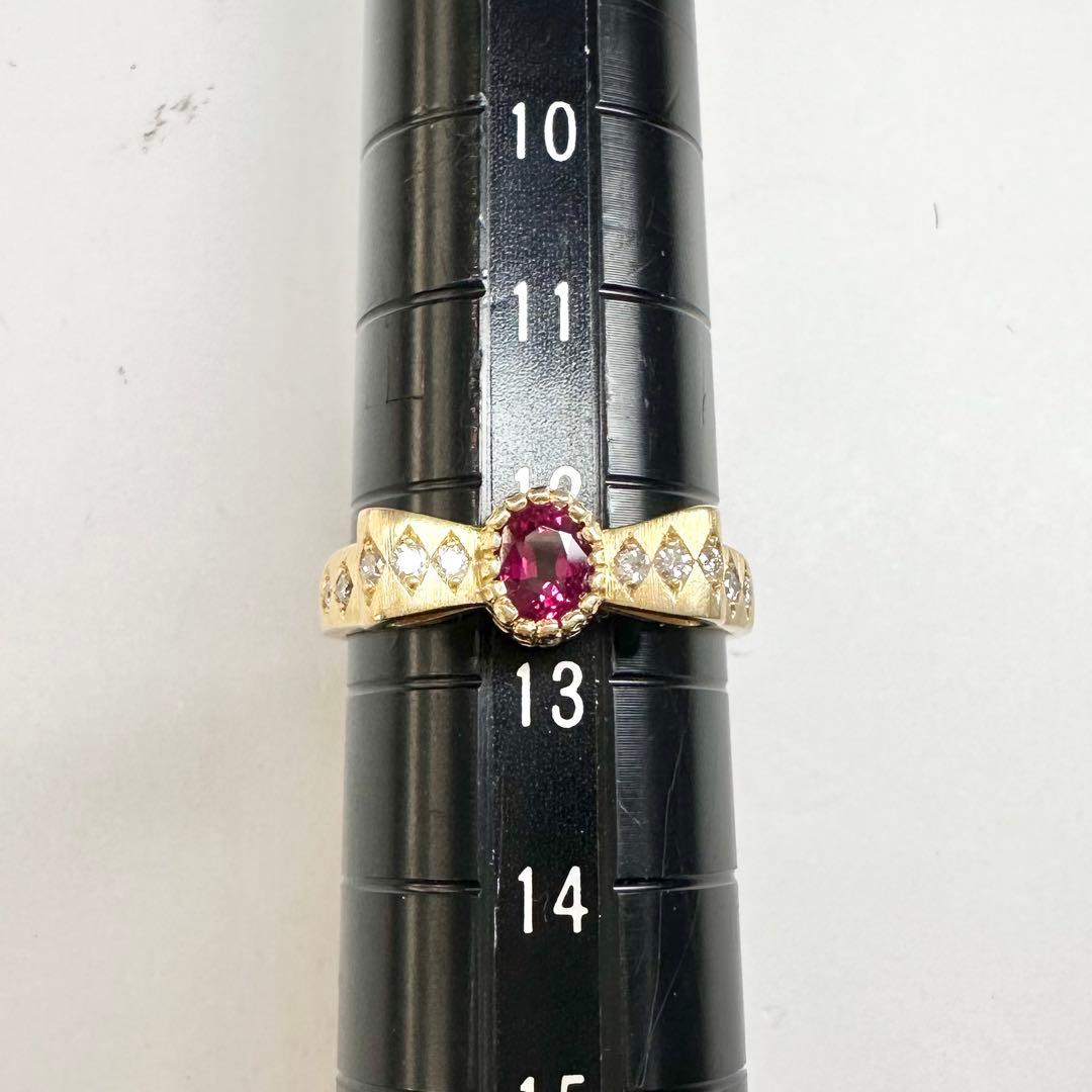 【K18】ルビー 0.46ct リボンデザイン ダイヤ リング