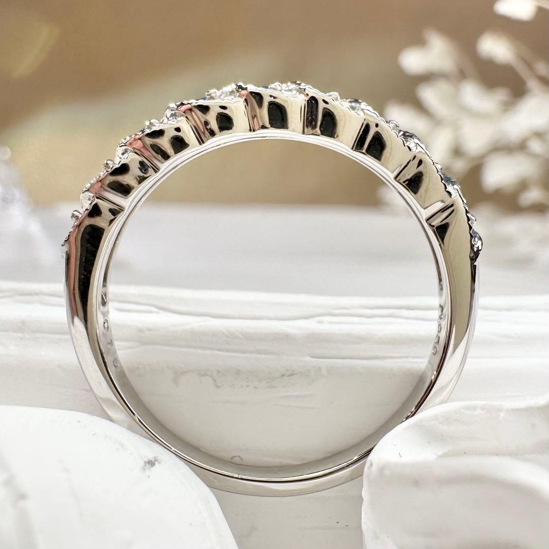 【美品】PT950 アウイナイト 0.10ct 愛らしいミル打ちデザイン リング
