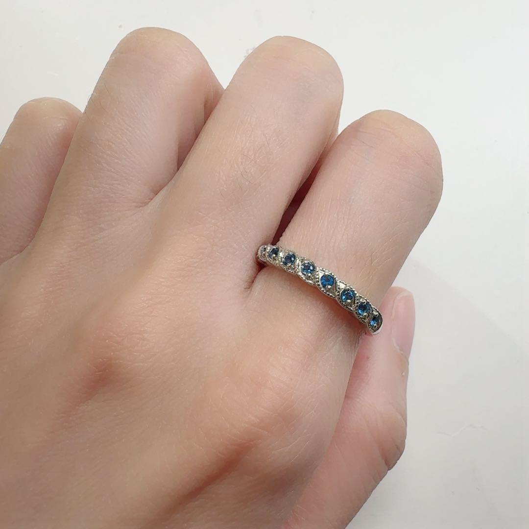 【美品】PT950 アウイナイト 0.10ct 愛らしいミル打ちデザイン リング