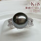 【K18】黒蝶パール 11.5mm リング ダイヤ付き