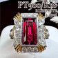 PT900 K18 ルベライト 3.49ct ダイヤモンドリング 昭和レトロ