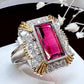 PT900 K18 ルベライト 3.49ct ダイヤモンドリング 昭和レトロ