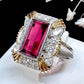 PT900 K18 ルベライト 3.49ct ダイヤモンドリング 昭和レトロ
