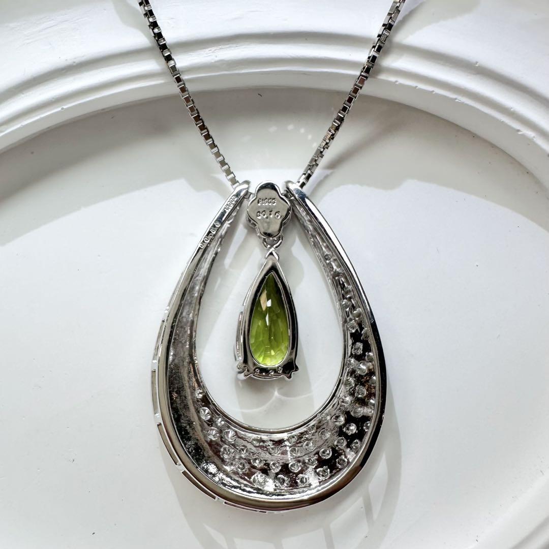 【美品】PT900 スフェーン 2.40ct ダイヤ ネックレス