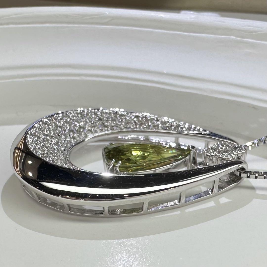 【美品】PT900 スフェーン 2.40ct ダイヤ ネックレス