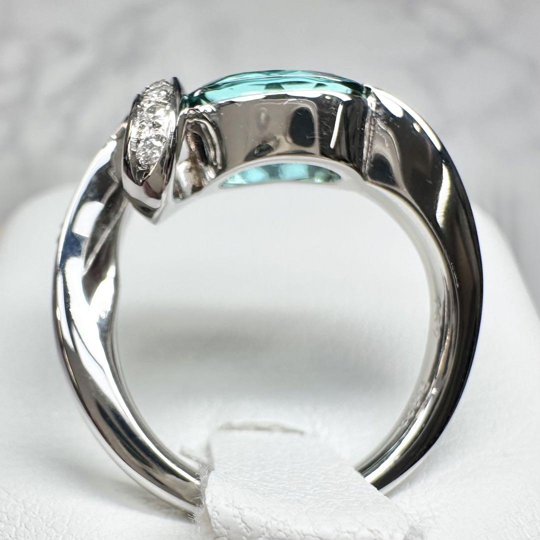 【美品】Pt900 ラグーントルマリン 1.62ct ダイヤモンド リング