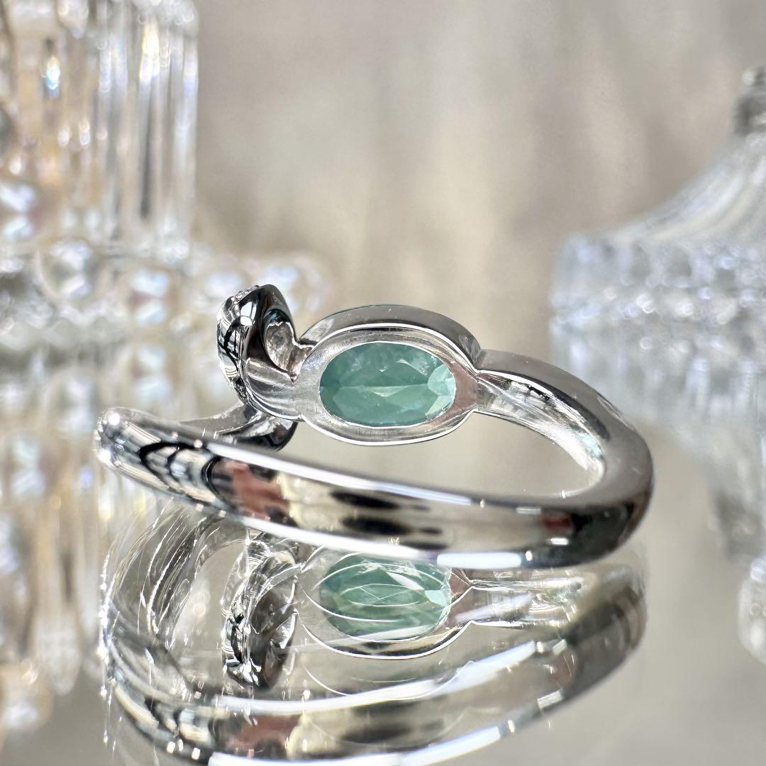 【美品】Pt900 ラグーントルマリン 1.62ct ダイヤモンド リング