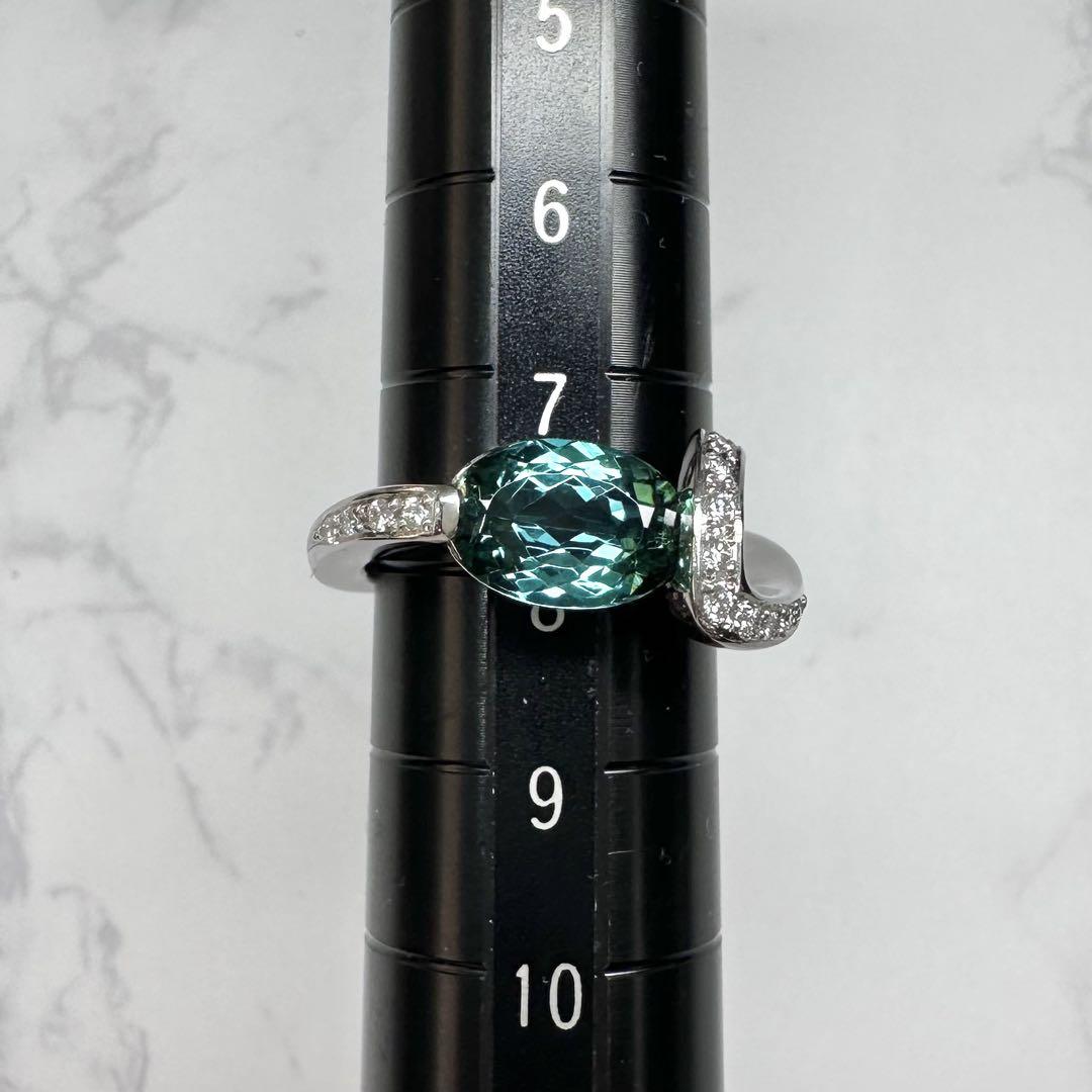 【美品】Pt900 ラグーントルマリン 1.62ct ダイヤモンド リング