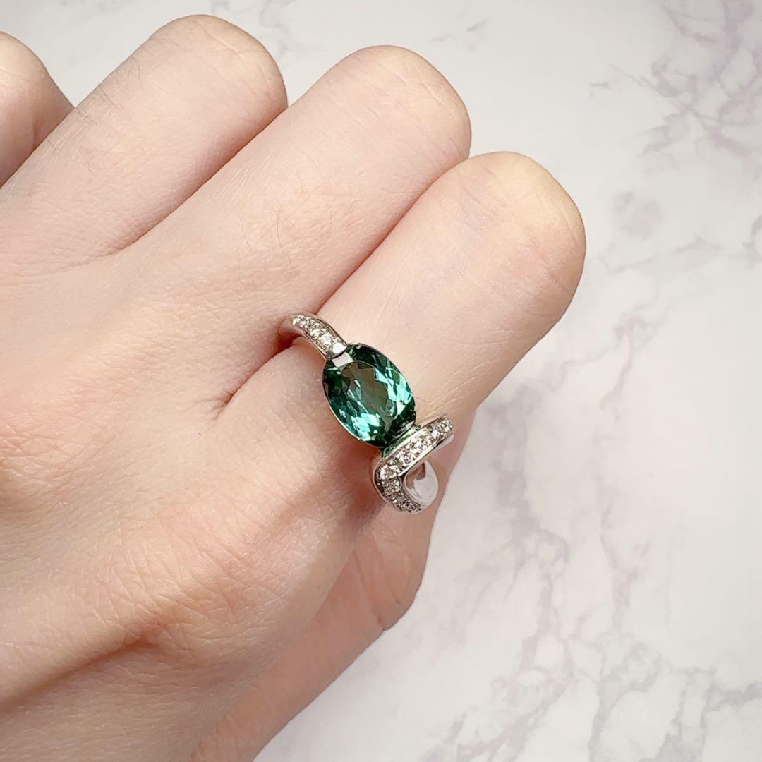 美品】Pt900 ラグーントルマリン 1.62ct ダイヤモンド リング – ABABIL