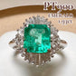 PT900 エメラルド1.93ct バゲットダイヤ リング 大粒