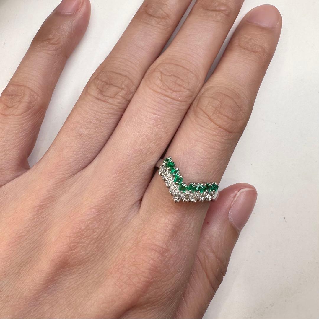 【美品】PT900 エメラルド 0.28ct リング