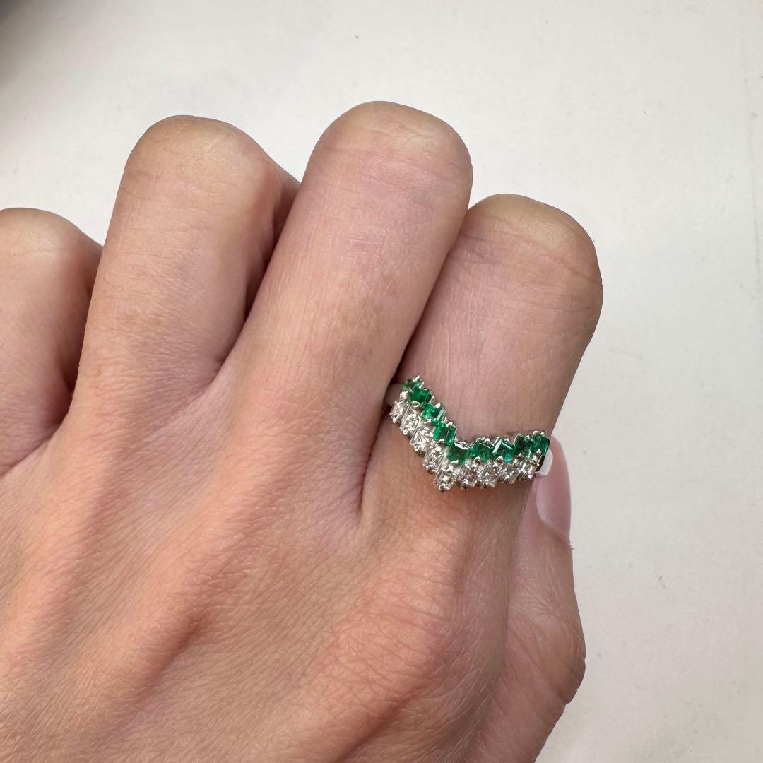 【美品】PT900 エメラルド 0.28ct リング