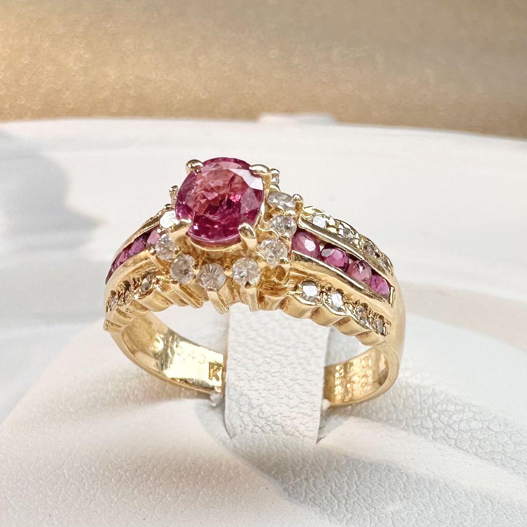 【K18】ルビー 0.43ct リング ダイヤモンド