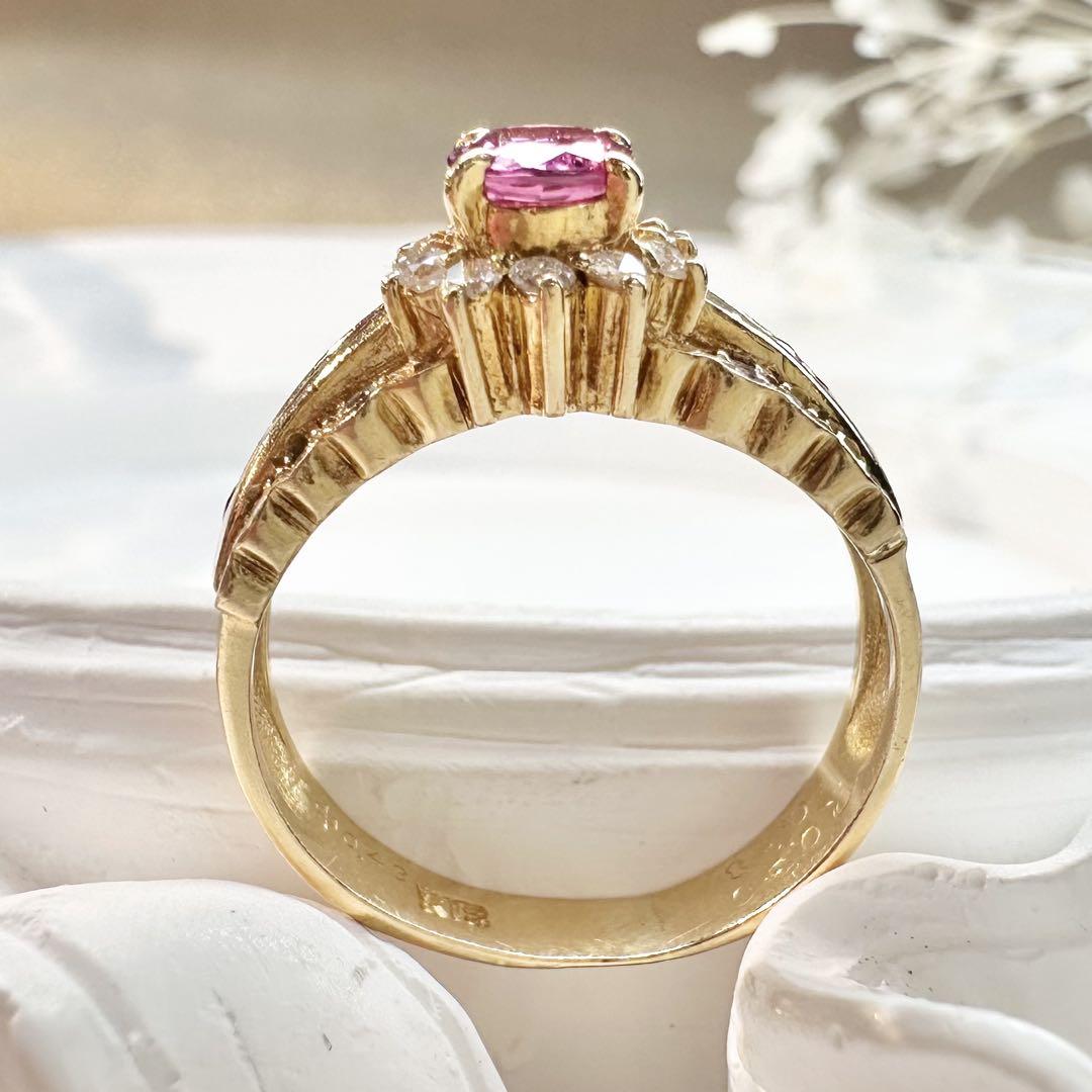 【K18】ルビー 0.43ct リング ダイヤモンド
