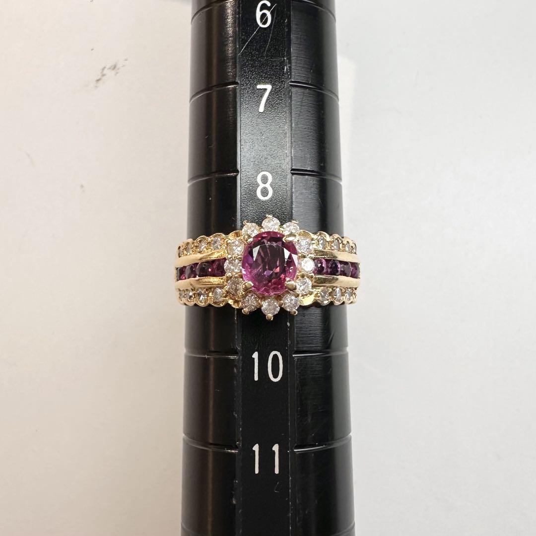 【K18】ルビー 0.43ct リング ダイヤモンド