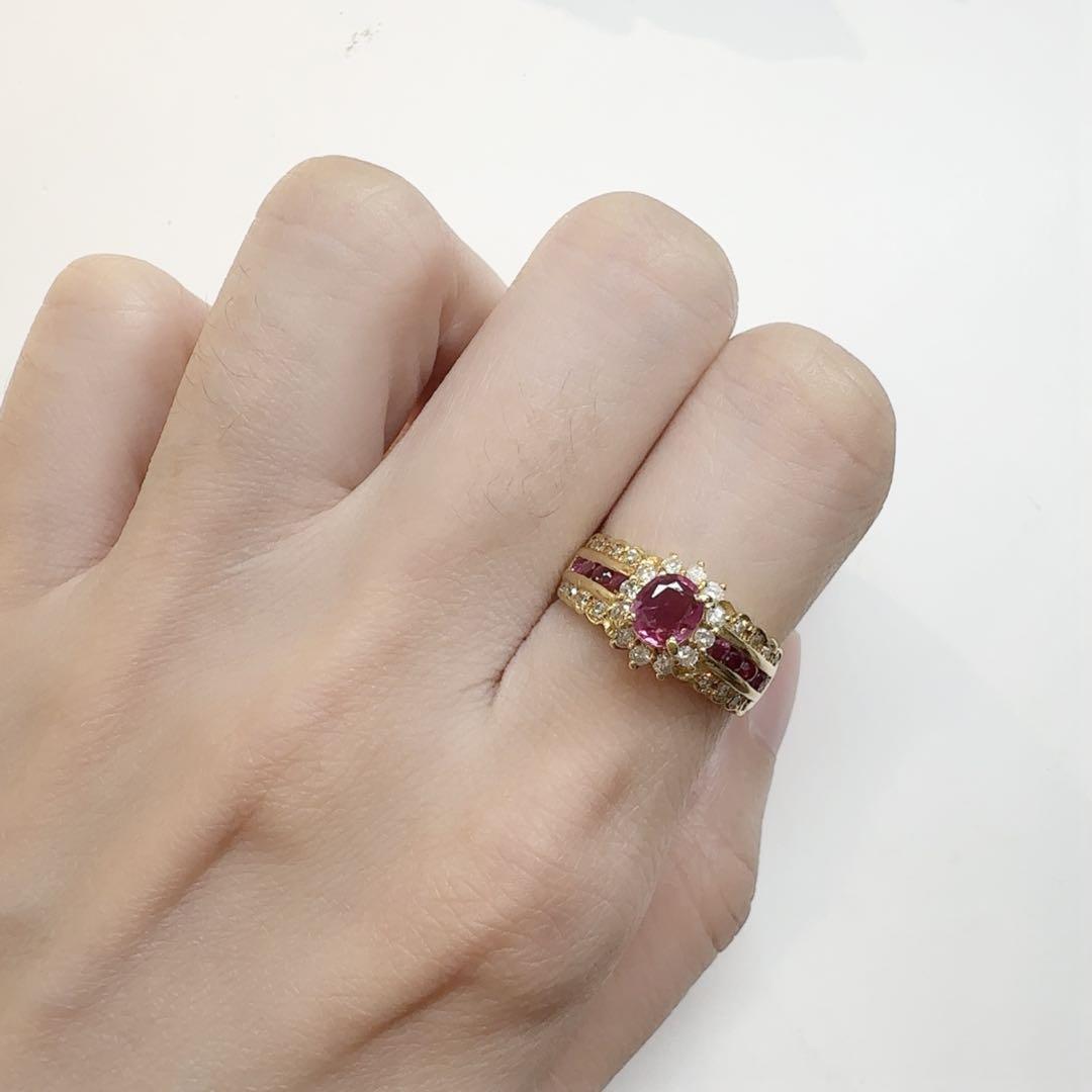 【K18】ルビー 0.43ct リング ダイヤモンド