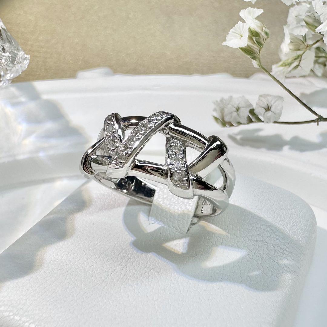 【美品】PT900 ダイヤモンド 0.12ct デザイン リング