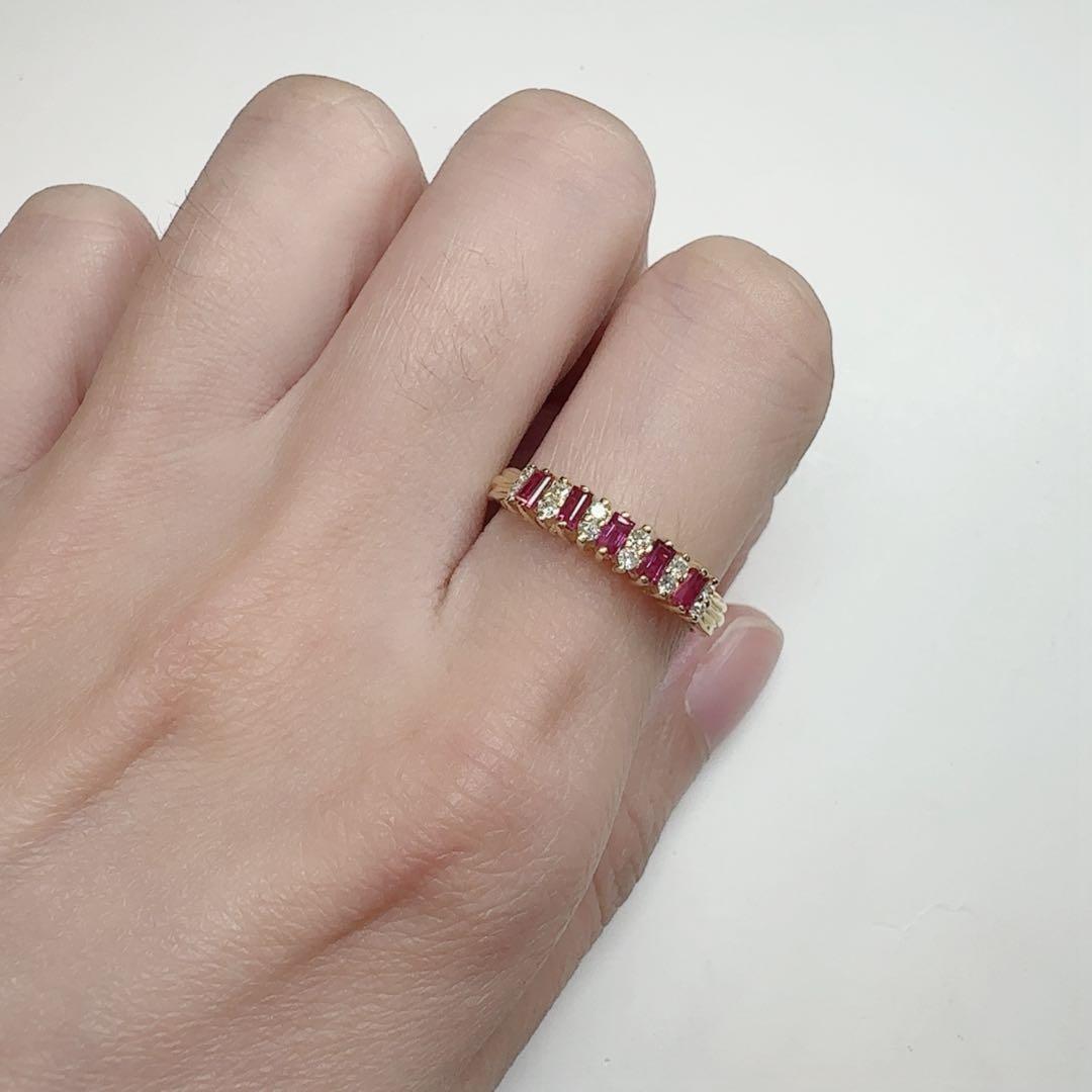 【K18】ルビー ダイヤモンド リング 0.4ct