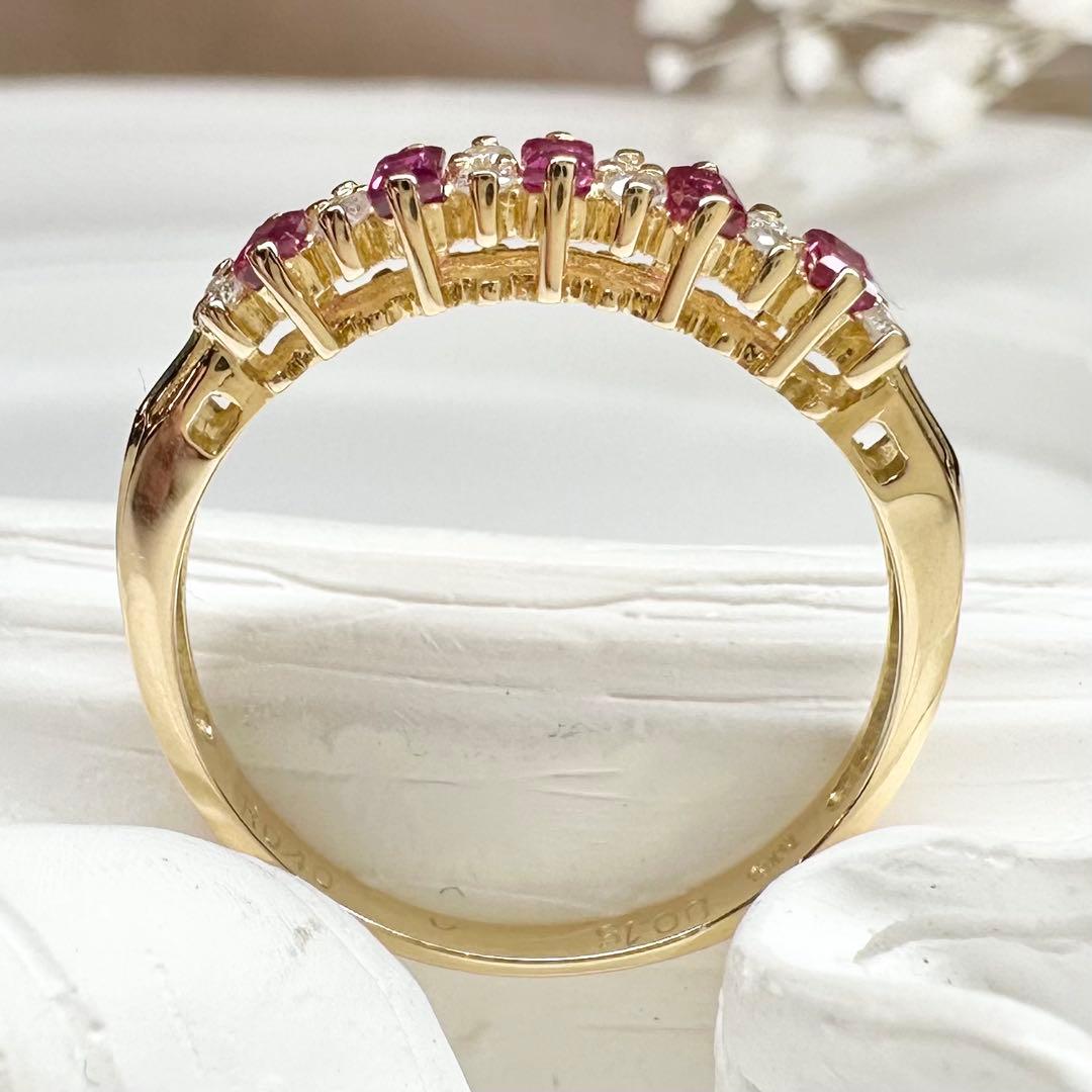 【K18】ルビー ダイヤモンド リング 0.4ct