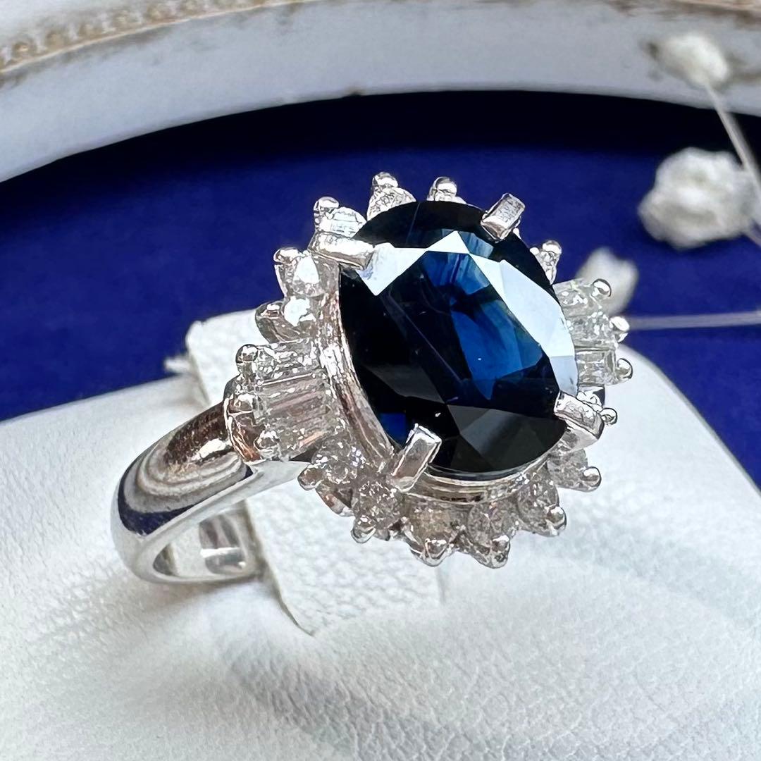 【美品】PT850 サファイア 1.98ct リング