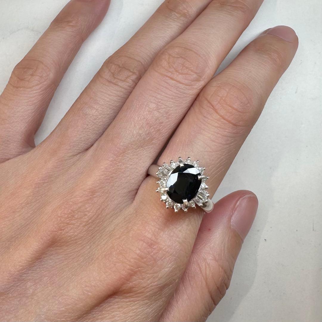 【美品】PT850 サファイア 1.98ct リング