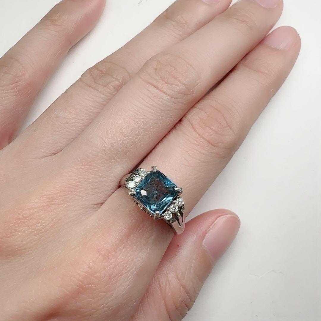 【美品】PT900 アクアマリン 1.80ct リング