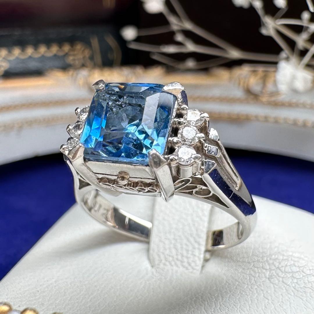【美品】PT900 アクアマリン 1.80ct リング
