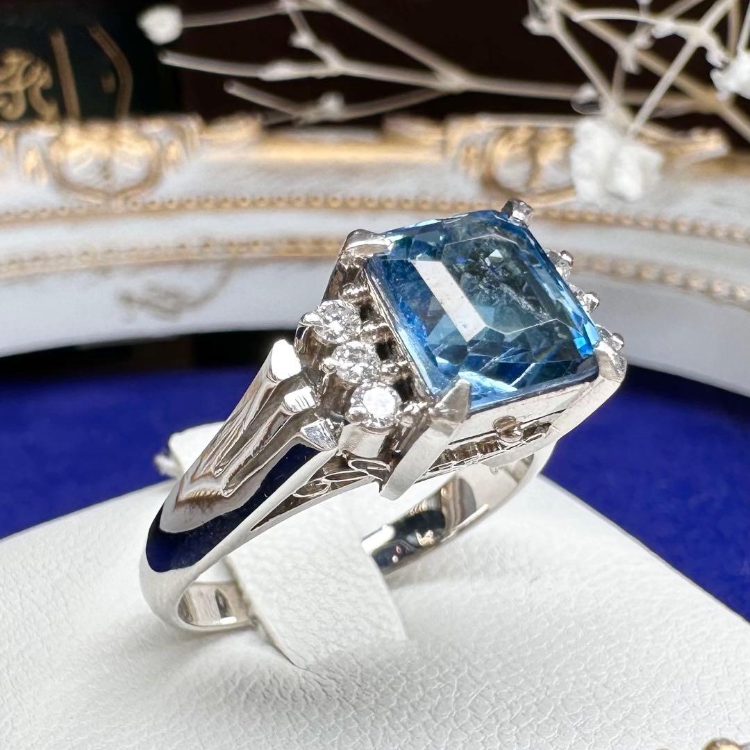 【美品】PT900 アクアマリン 1.80ct リング