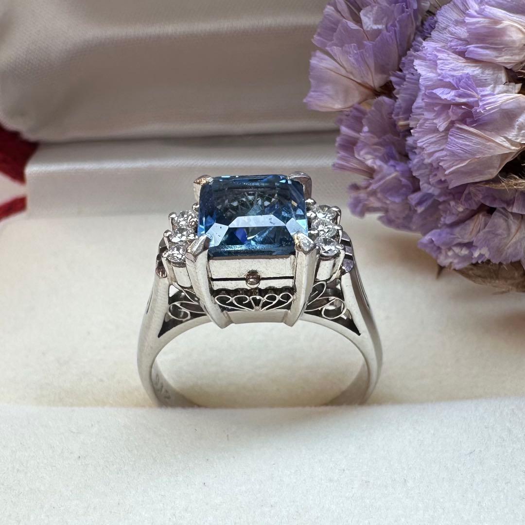 【美品】PT900 アクアマリン 1.80ct リング