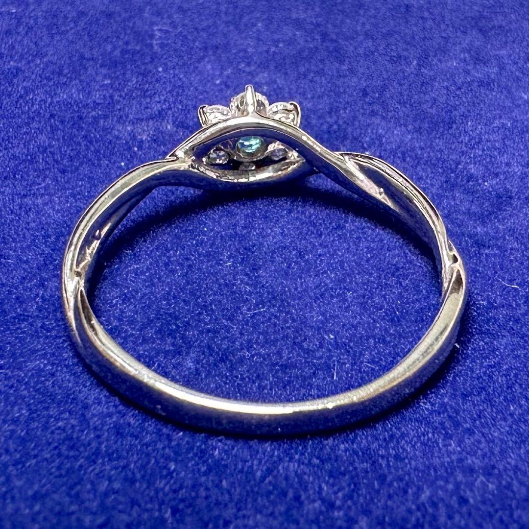PT900 パライバトルマリ0.15ct ダイヤモンド フラワーリング