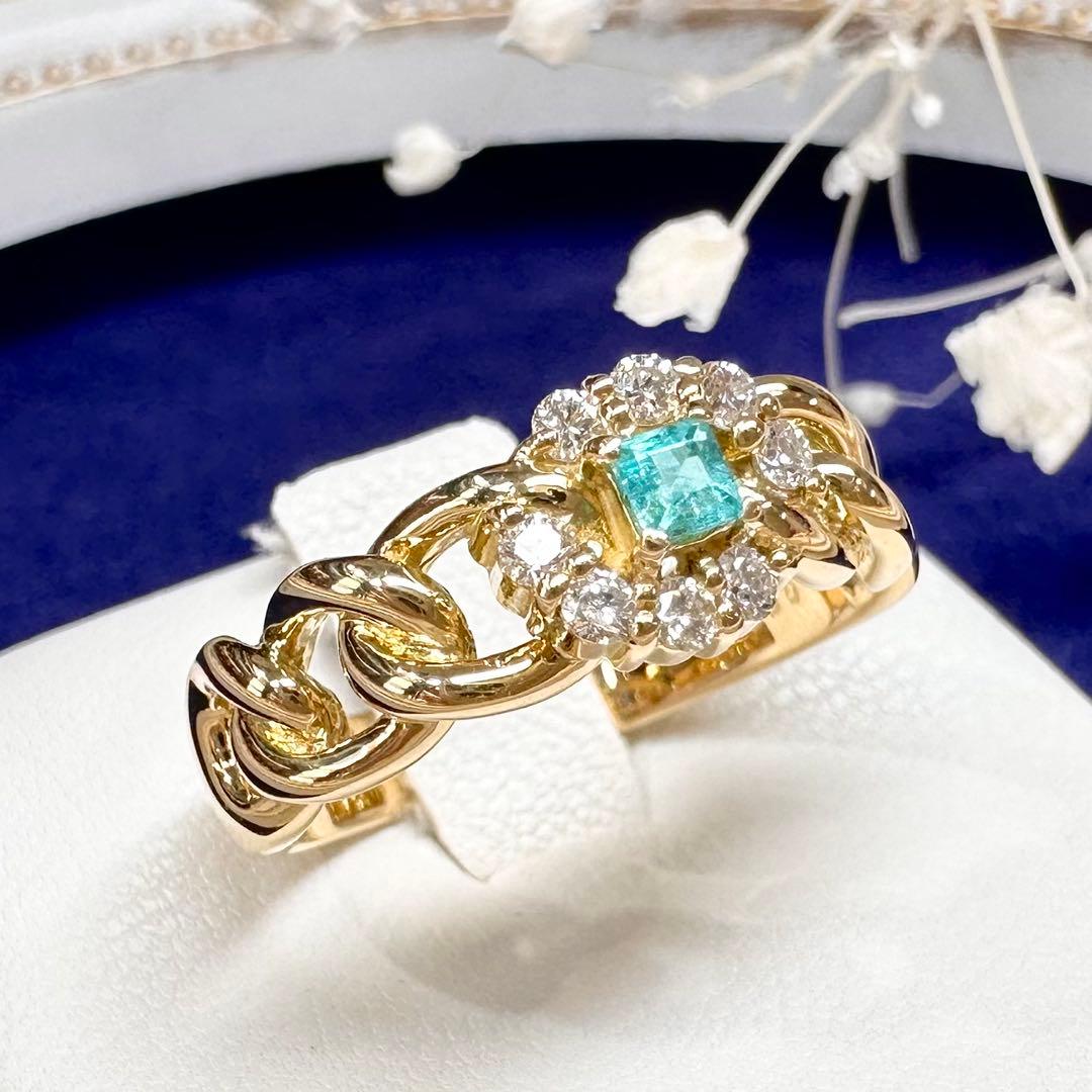 【K18】PT900 パライバトルマリン0.09ct リング