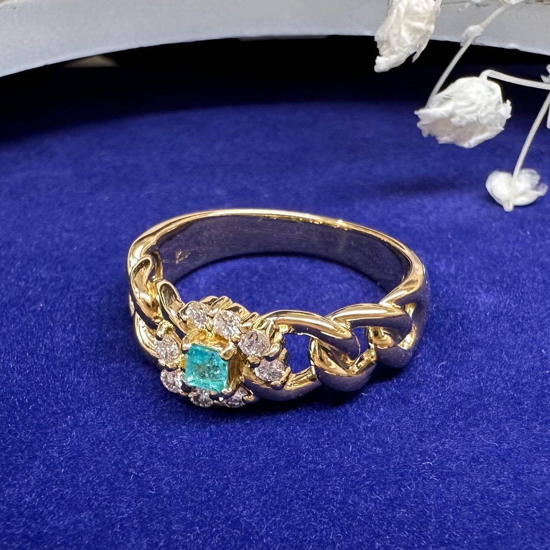 【K18】PT900 パライバトルマリン0.09ct リング