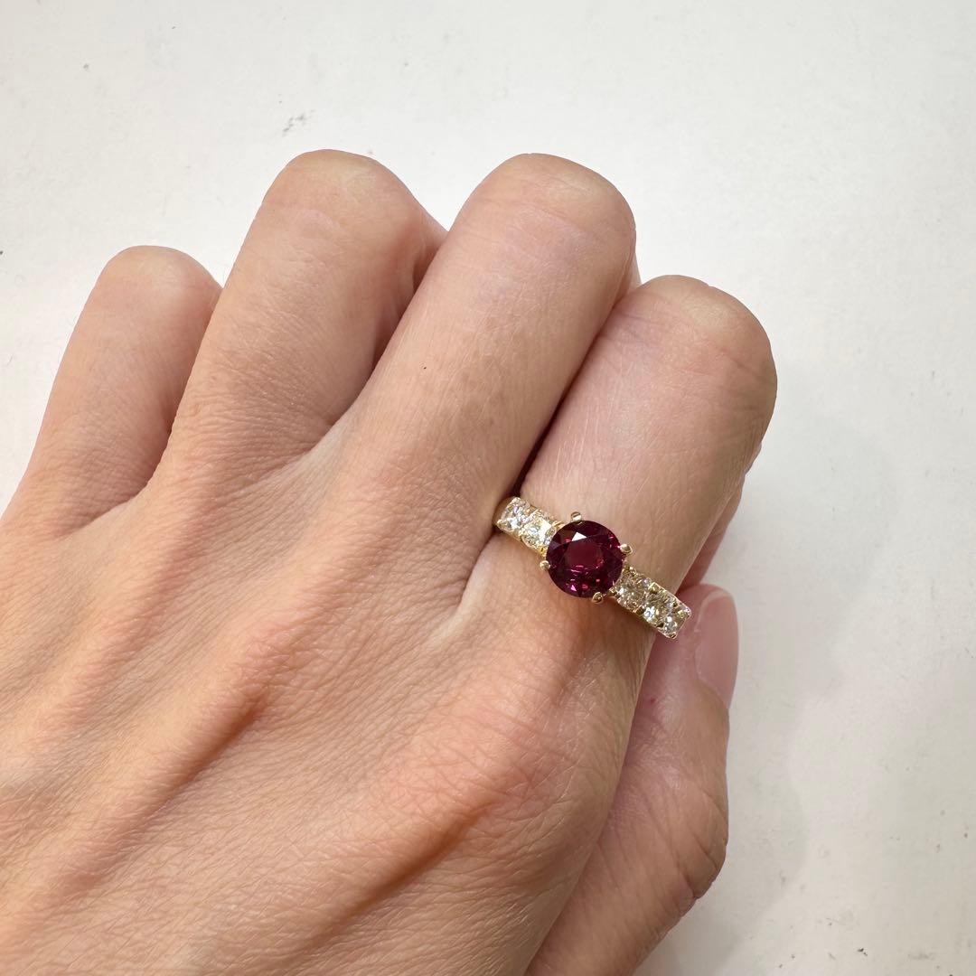 K18 ルビー 1.128ct ダイヤモンド リング 指輪 天然ルビー