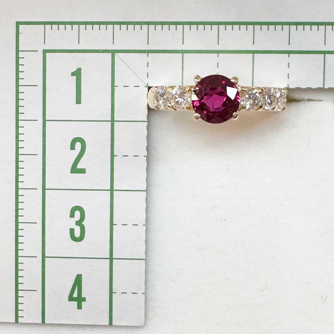 K18 ルビー 1.128ct ダイヤモンド リング 指輪 天然ルビー