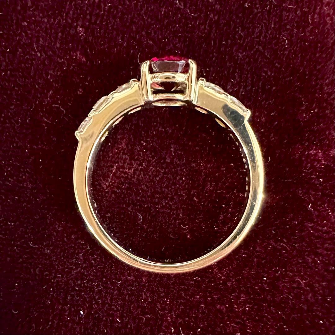 K18 ルビー 1.128ct ダイヤモンド リング 指輪 天然ルビー