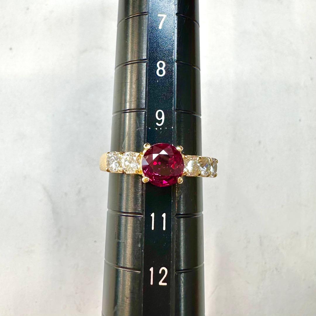 K18 ルビー 1.128ct ダイヤモンド リング 指輪 天然ルビー