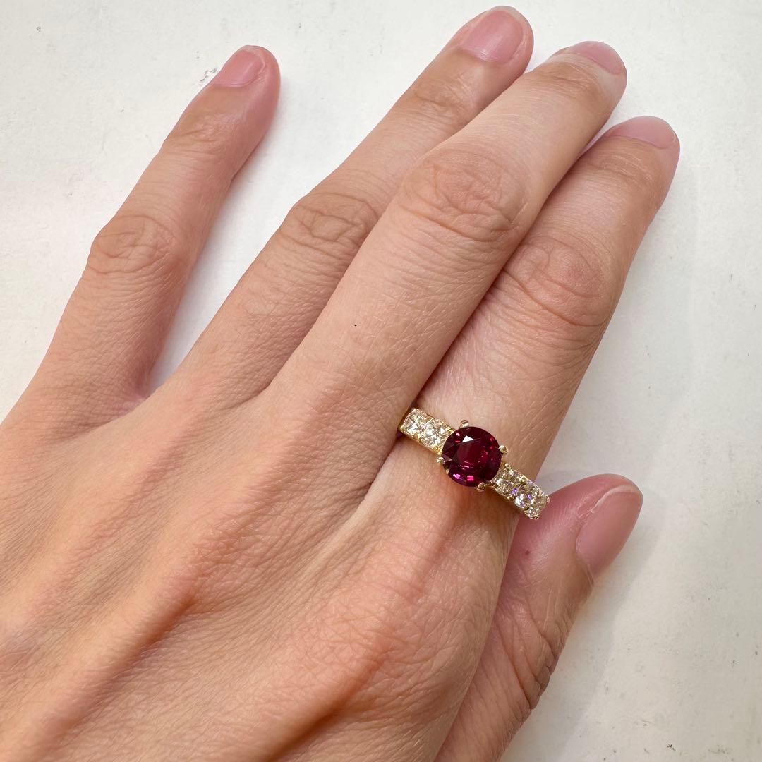 K18 ルビー 1.128ct ダイヤモンド リング 指輪 天然ルビー
