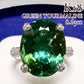 K18 グリーントルマリン 8.63ct ダイヤモンド リング 大粒