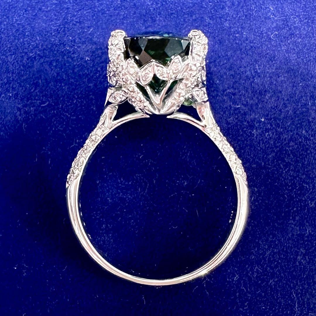 K18 グリーントルマリン 8.63ct ダイヤモンド リング 大粒