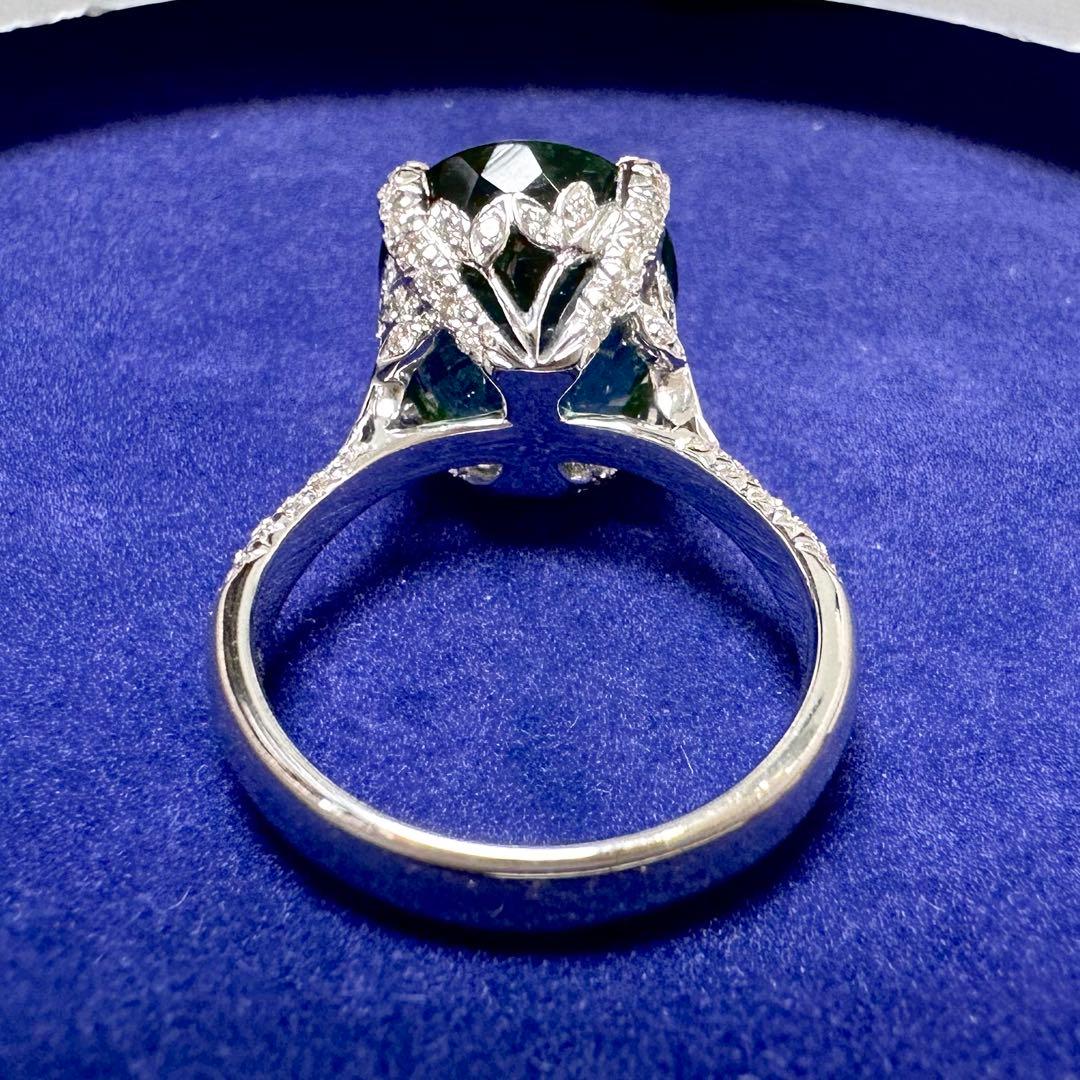 K18 グリーントルマリン 8.63ct ダイヤモンド リング 大粒