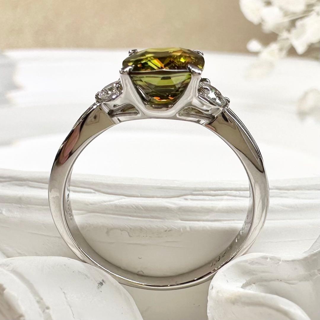 【美品】PT900 スフェーン 1.924ctダイヤ リング