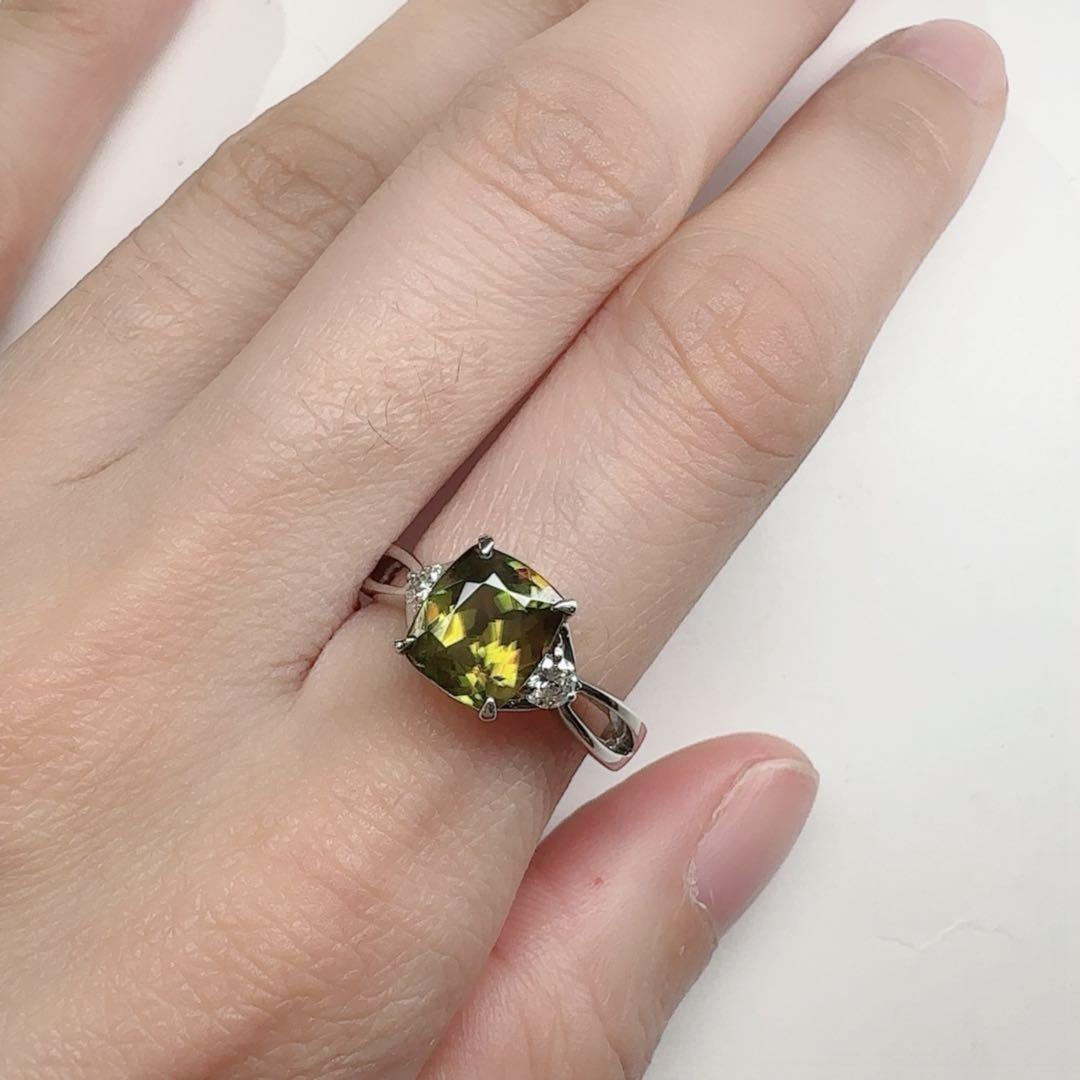 【美品】PT900 スフェーン 1.924ctダイヤ リング