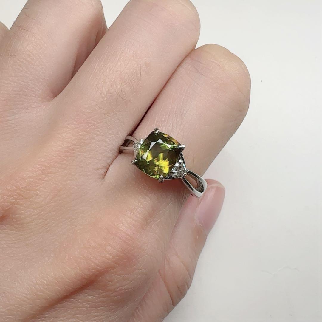 【美品】PT900 スフェーン 1.924ctダイヤ リング