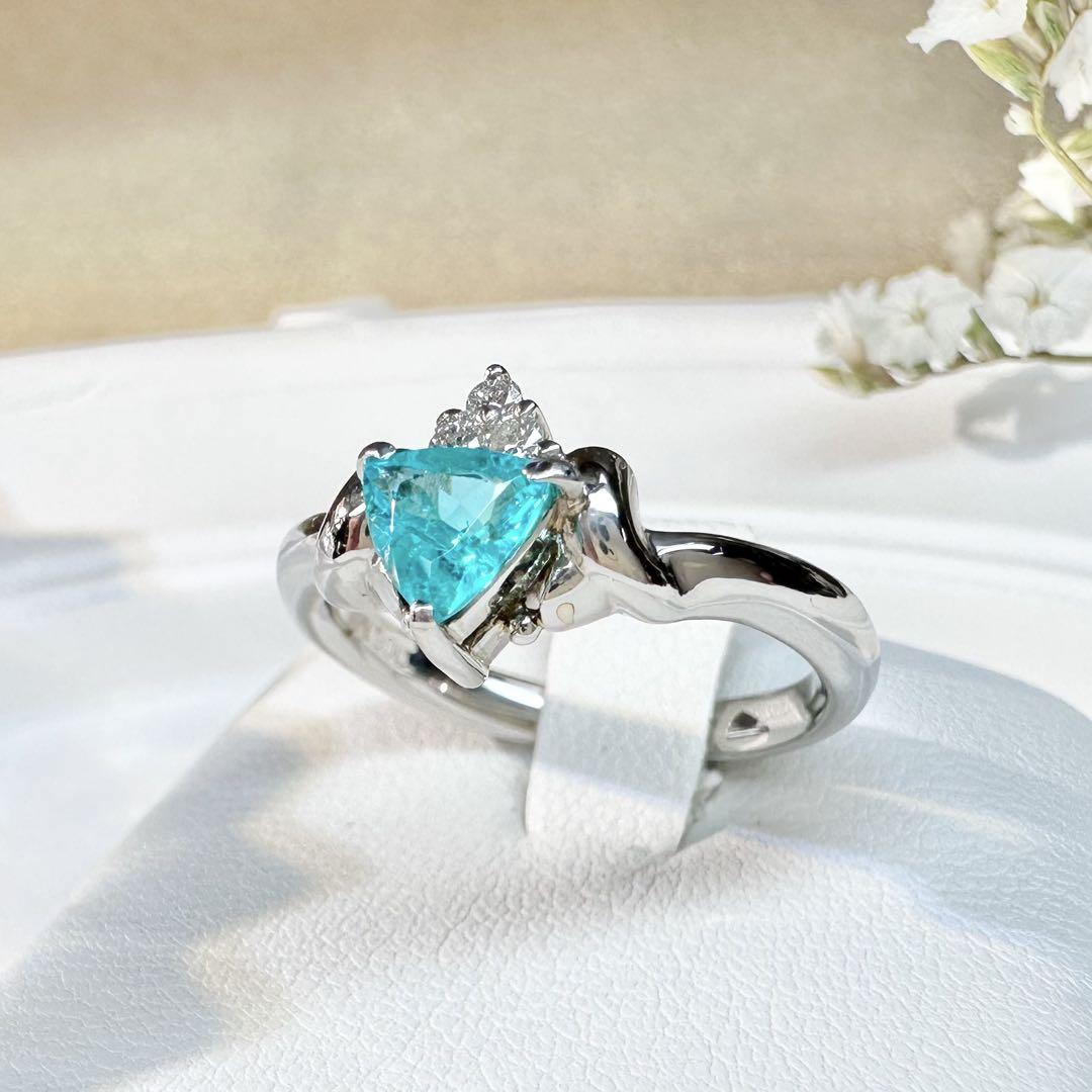 専用ページ【美品】PT900 ブラジル産パライバ トルマリン0.49ct リング GIA付