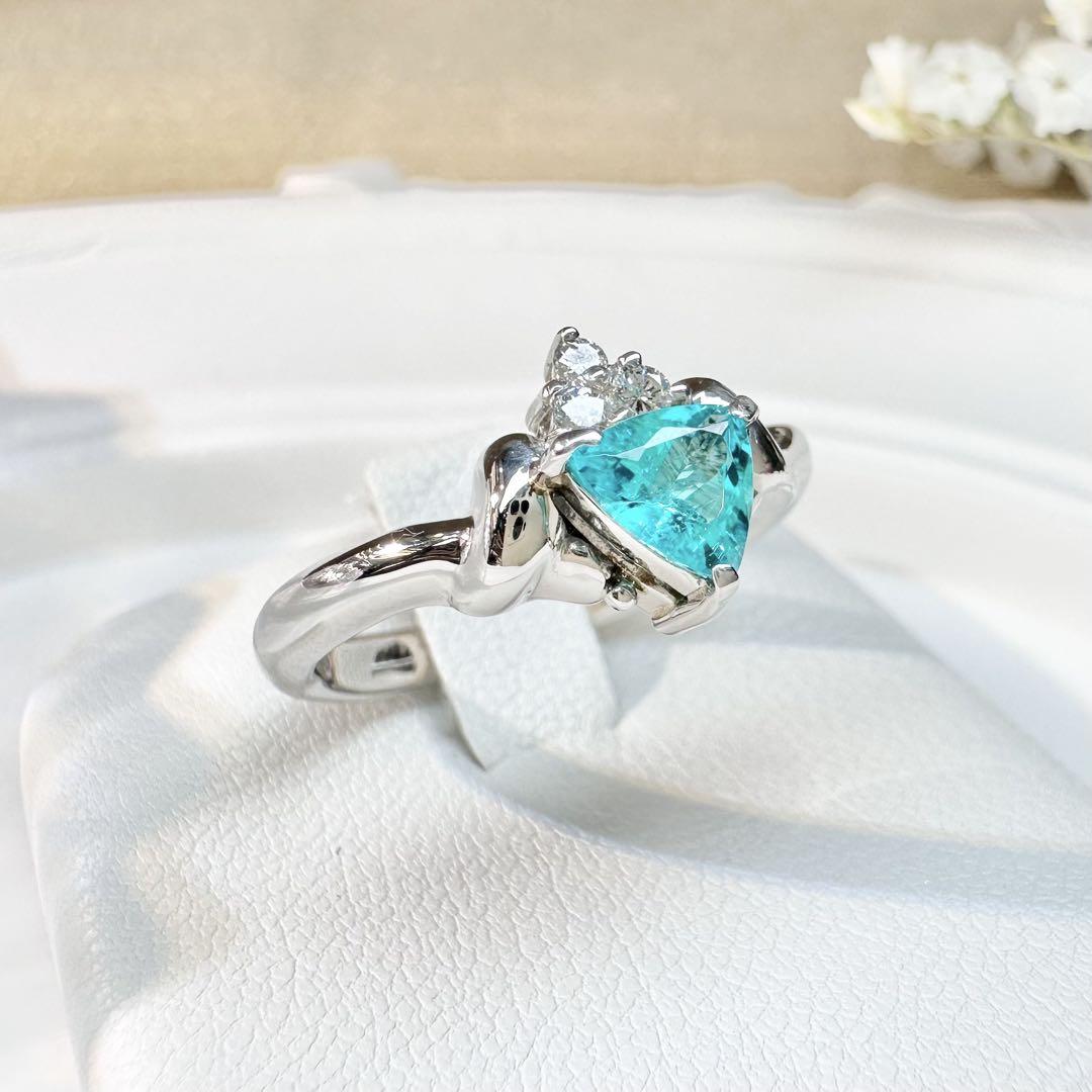 専用ページ【美品】PT900 ブラジル産パライバ トルマリン0.49ct リング GIA付