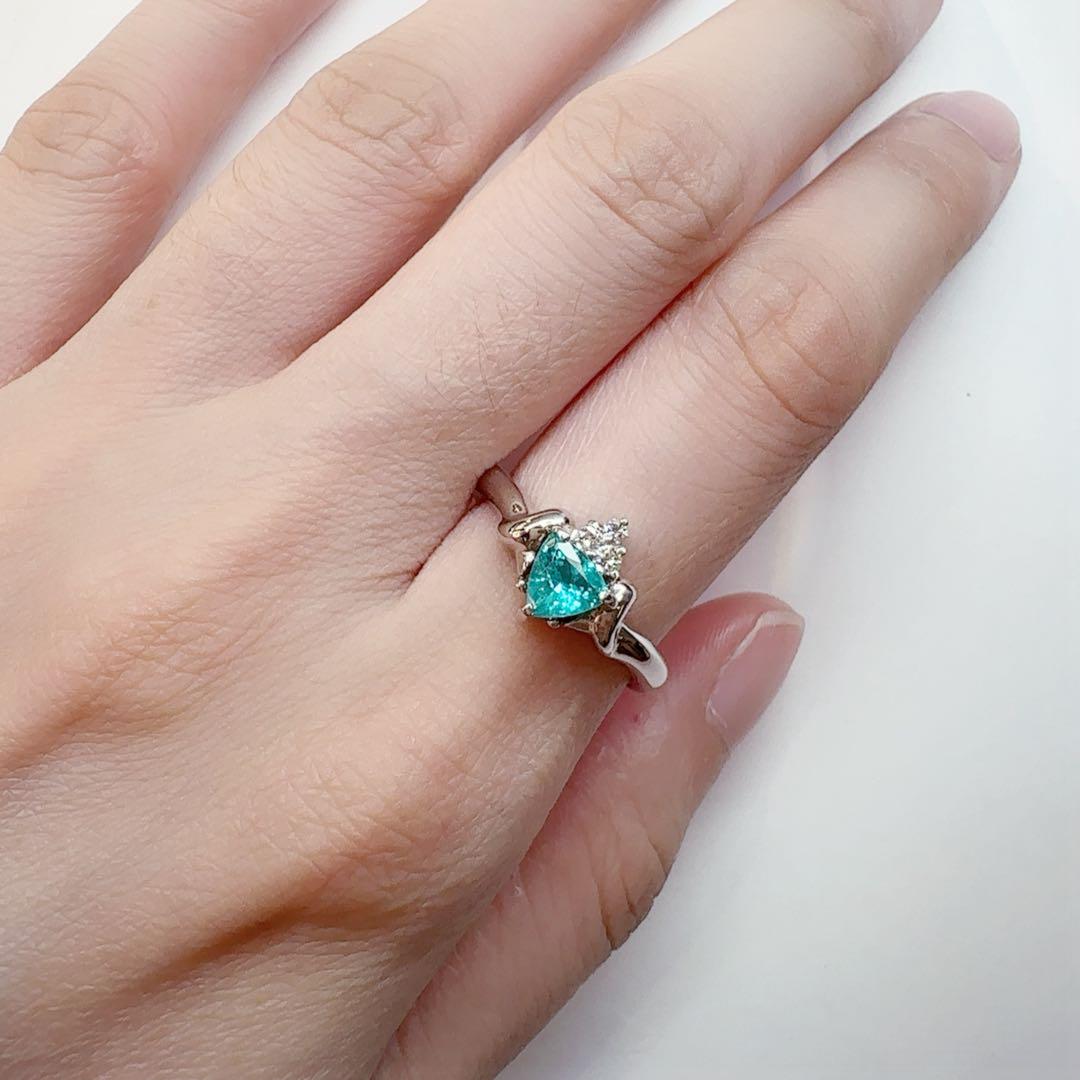 専用ページ【美品】PT900 ブラジル産パライバ トルマリン0.49ct リング GIA付