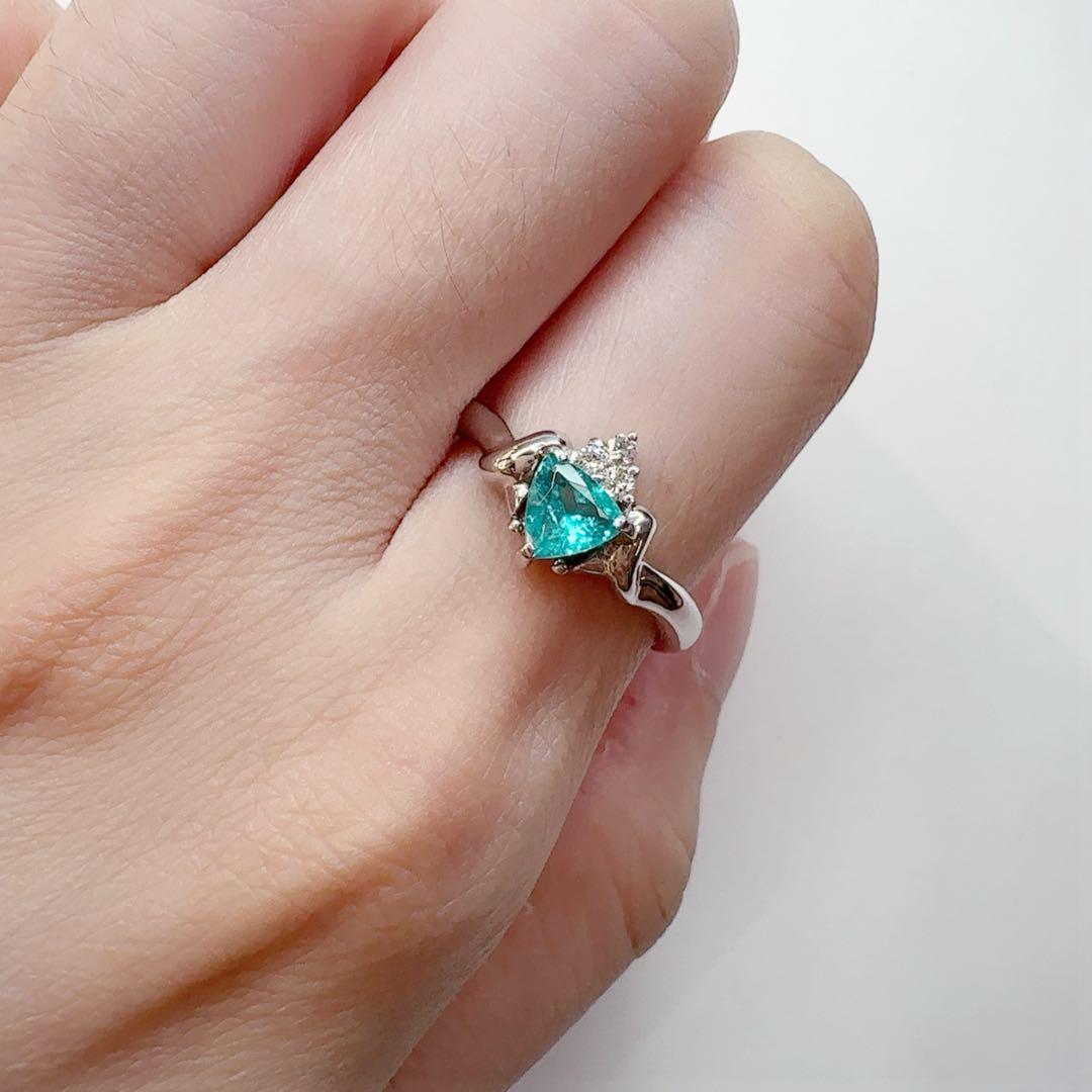 専用ページ【美品】PT900 ブラジル産パライバ トルマリン0.49ct リング GIA付