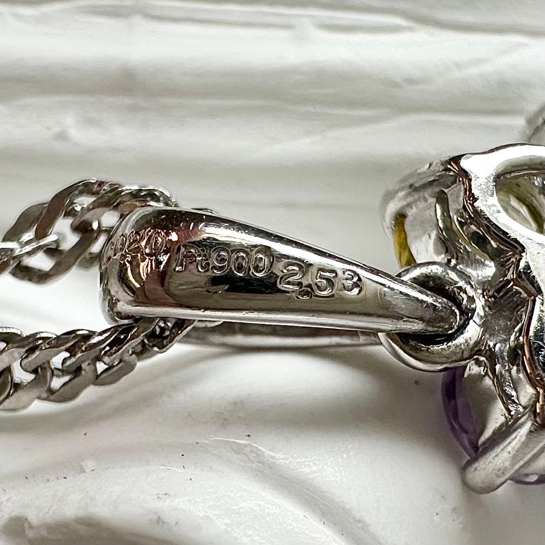 【美品】PT900 マルチカラーサファイア 2.53ct ネックレス