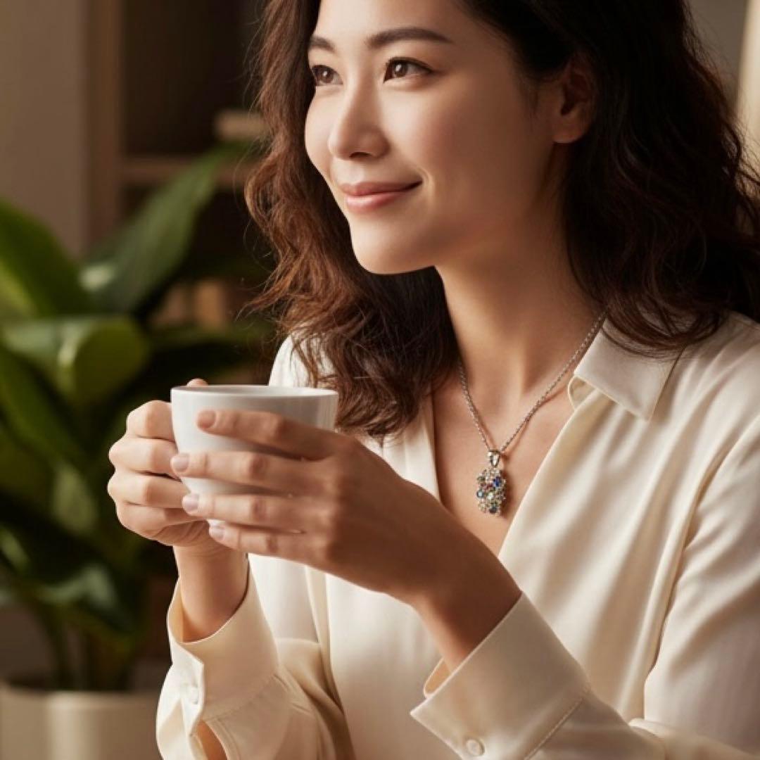 【美品】PT900 マルチカラーサファイア 2.53ct ネックレス